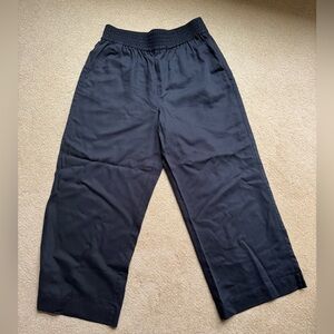 Madewell Wideleg Linen Elastic Waist Black Pants